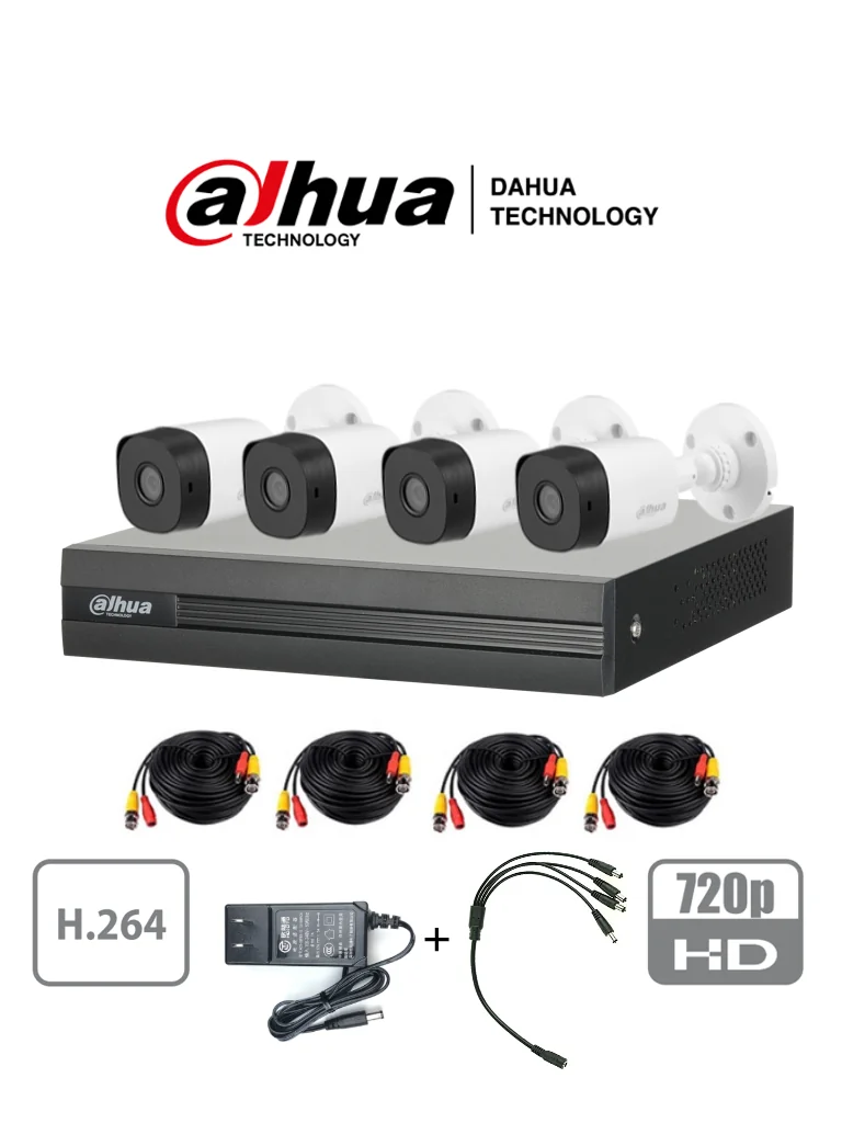 Kit Dahua 4 cámaras HD 1MP