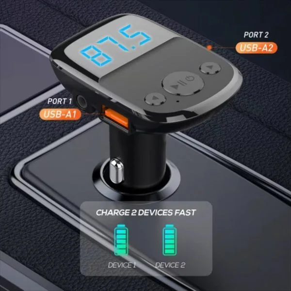 Cargador de Auto con Transmisor FM LDNIO C706Q 2USB Bluetooth