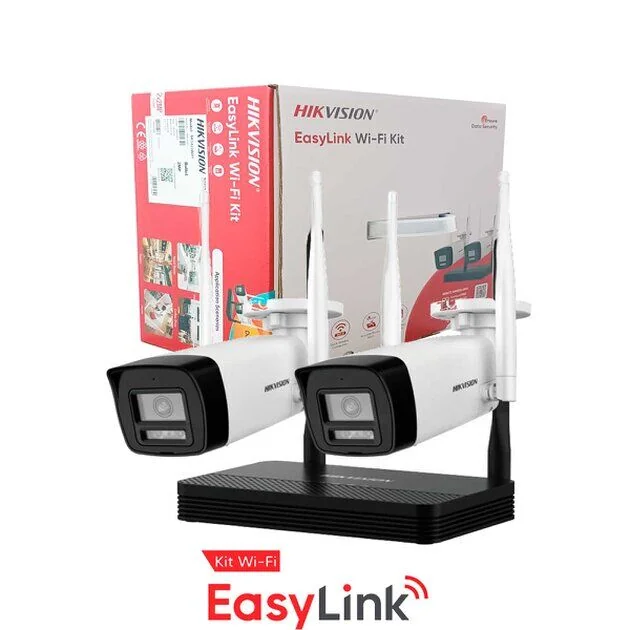 Kit Seguridad Hikvision Easy Link Wi-Fi NVS + 2 Cámaras Bullet 2MP Blanco