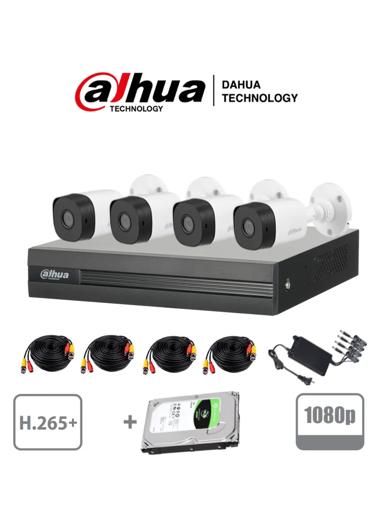 Kit Dahua 4 cámaras FULL HD 2MP